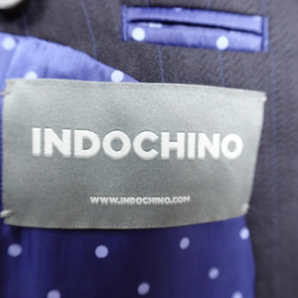 Indochino Blazer Mens 46L Blue Wool Button Suit Jacket Sport Coat‎ Surgeon Cuff